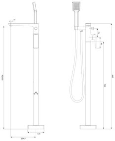 OMNIRES PM7433BL - Set cadă independentă cu baterie PARMA negru mat