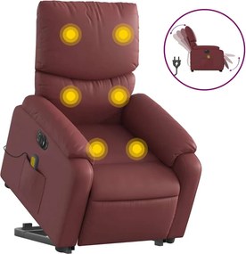 vidaXL Fotoliu electric masaj rabatabil cu ridicare, roșu vin
