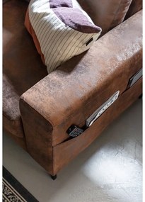 Colțar maro extensibil cu tapițerie din imitație de piele (cu colț pe partea stângă ) Lofty Lilly – Miuform