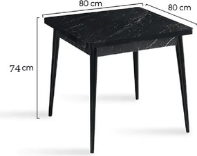Masa bucatarie Brigitte, patrat, culoare negru, 80 cm