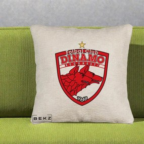 Perna Personalizata FC Dinamo Bucuresti 1948 Fotbal, 40x40 cm, Bej Canapea, Husa Detasabila, Perna Inclusa, BEKZ®
