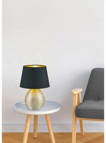 Veioză din ceramică și pânză Trio Luxor, înălțime 35 cm, negru