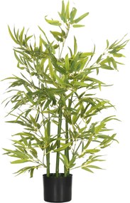 HOMCOM Plantă Artificială de Bambus Înaltă de 90 cm cu 504 Frunze din PEVA și PP Verde cu Ghiveci de Ciment Ø15x12.5 cm | Aosom Romania