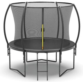 Trambulina de gradina cu plasa de siguranta si scara Culoare neagra, JUMP 244 cm