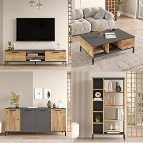 Set de mobilier pentru living RL6-AA, Pin atlantinc- Antracit