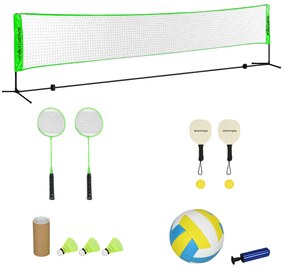 SPORTNOW Set complet de badminton, pickleball și volei, 3 în 1, jocuri sportive în aer liber cu filet reglabil în înălțime | Aosom Romania