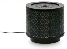 Fantana cilindrica cu LED, din metal, neagra, 25x23 cm, Miki, Yes