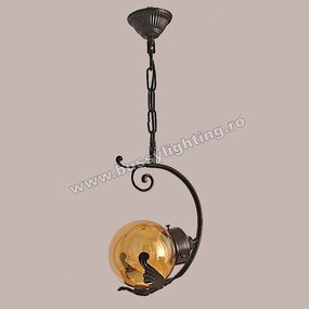 Lustra Devon, Desing Vintage, Finisaj Bronz Antichizat, Abajur Amber - Bussy Lighting 7294-52-01
