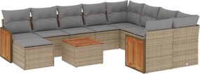 vidaXL Set canapele de grădină cu perne, 11 piese, bej, poliratan
