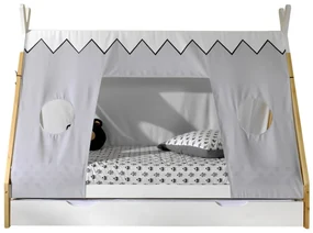Set TIPI este format din Pat copiiul înălțat fără gard (90 x 200 cm), un sertar alb și un set textil asortat.