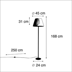 Lampa de podea moderna neagra cu abajur plisat alb 45 cm - Simplo