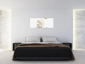 Tablou - Flori bej cu fluture N⁰4 (120x50 cm)