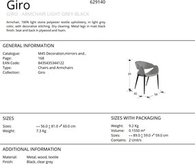 Scaun dining design elegant Giro gri