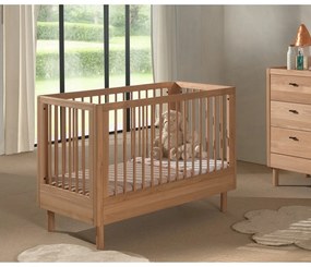 Pătuț în culoare naturală din lemn de stejar cu înălțime reglabilă 60x120 cm Forrest – Vipack