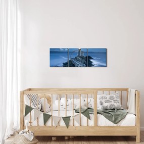 Tablou cu far și marea (cu ceas) (90x30 cm)