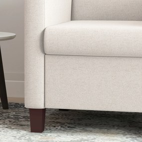 HOMCOM Upholstered Armchair in Linen Look, Foam, Seat Cushion, Wood Frame, Cream White | Aosom Romania