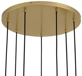Lampă suspendată Art Deco aurie cu sticlă curcubeu cu 7 lumini - Sandra