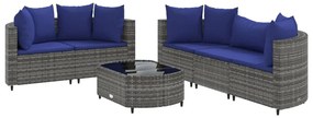 3308423 vidaXL Set mobilier grădină cu perne, 6 piese, gri, poliratan