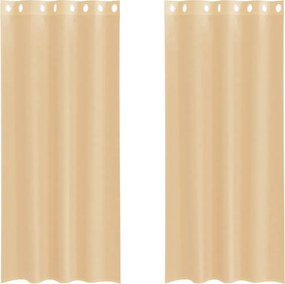 vidaXL Perdele Voile cu Oelii 2 buc Nisip