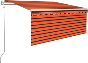 vidaXL Copertină automată senzor vânt&LED, portocaliu&maro, 3x2,5 cm