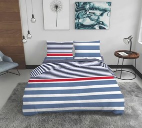 Lenjerie de pat dubla Marino, Bedora, 4 piese, 200x220 cm, 100% bumbac, multicolor