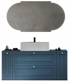 Set Mobilier Baie Suspendat Dellis, Model D2 Albastru Petrol Texturat