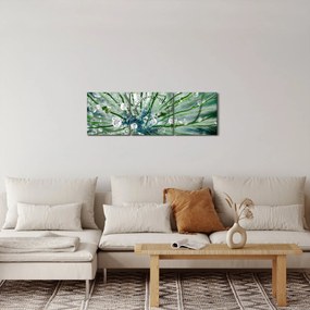 Tablou - Imagine macro a unei flori (cu ceas) (90x30 cm)