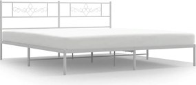 vidaXL Cadru de pat metalic cu tăblie, alb, 193x203 cm