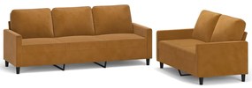 3153848 vidaXL Set de canapele cu perne, 2 piese, maro, catifea