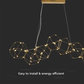 Lustră LED pe cablu LED/28W/230V 3000K auriu