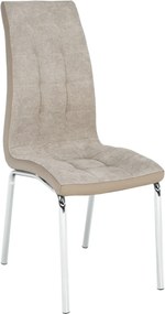 Scaun dining GERDA NEW, bej/crom, textil/piele ecologica/metal, 42x58x
