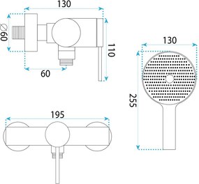 Baterie dus REA Lungo Stripe crom periat