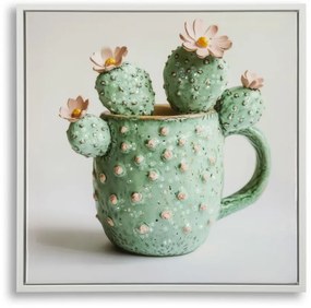 Mauro Ferretti Tablou Imprimat Pe Pânză Lacuită, Cu Ramă, Model ,,Borcan Cu Cactus", Varianta C, Dimensiuni 40 X 2,8 X 40 Cm | Aosom Romania