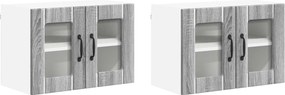 vidaXL Dulap de bucătărie 2 pcs Gri Sonoma 60 x 31 x 40 cm