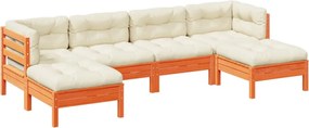 vidaXL Set mobilier de grădină cu perne, 6 piese, lemn masiv de pin