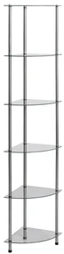 249517 vidaXL Raft cu 6 niveluri transparent, 30x30x160 cm, sticlă securizată
