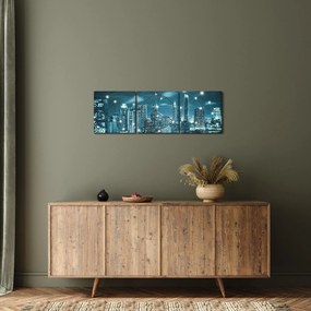 Tablou - Metropolă stălucitoare (cu ceas) (90x30 cm)