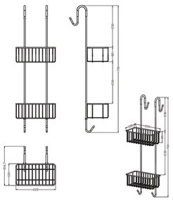 Raft suspendat de duș AQUALINE 37007 Chrom line, 22 x 70 x 20 cm, argint