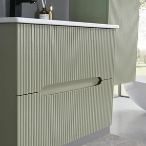 Trent mobilier de baie 60 cm ceramică chiuvetă (2 sertare) cu oglindă 60x80 cm verde