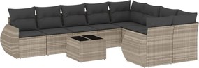 vidaXL Set canapele de grădină cu perne 10 piese gri deschis poliratan