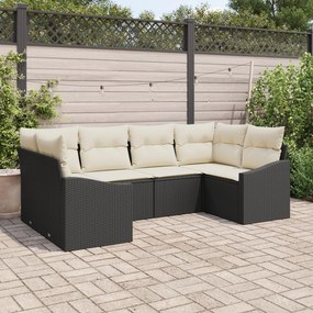 vidaXL Set de canapele pentru grădină 6 pcs Negru Rattan poli