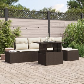 vidaXL Set de canapele pentru grădină cu pernă 6 pcs maro și crem