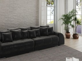 Canapea extensibilă dumonde cu 2 lăzi de depozitare si sezut confortabil din spuma high-density, Verona Madagaskar Black 310x100 cm