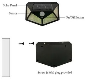 Lumină solară LED cu detectare a mișcării SH-100 - 100 LED