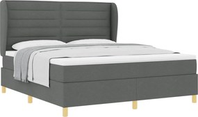 vidaXL Pat cu arcuri cu saltea Gri închis 200 x 180 cm țesătură