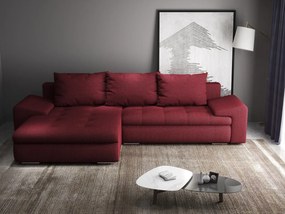 Colțar extensibil dumonde cu ladă de depozitare si sezut confortabil din spuma high-density, Leonardo Enjoy Rosu 260x185 cm