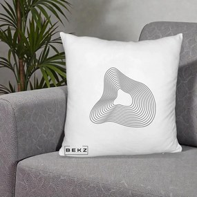 Perna Decorativa Abstract Linii Organice, 40x40 cm, Alb Pufos, Husa Detasabila, Perna Inclusa, BEKZ®