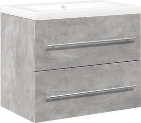 vidaXL Set mobilier de baie, 2 piese, gri beton, lemn compozit