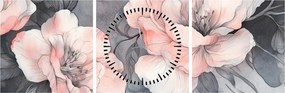 Tablou - Schiță de flori (cu ceas) (90x30 cm)