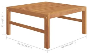 Set mobilier gradina cu perne crem, 6 piese, lemn masiv de tec Crem, 3x colt + 2x mijloc + masa, 1